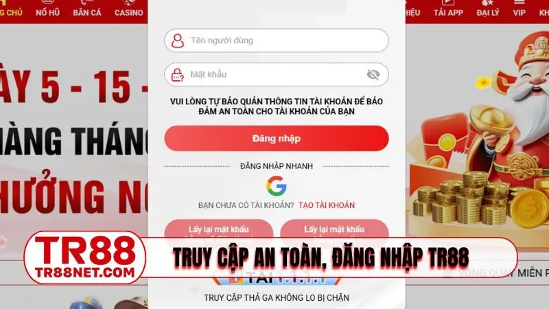 Truy cập an toàn, đăng nhập TR88 siêu nhanh